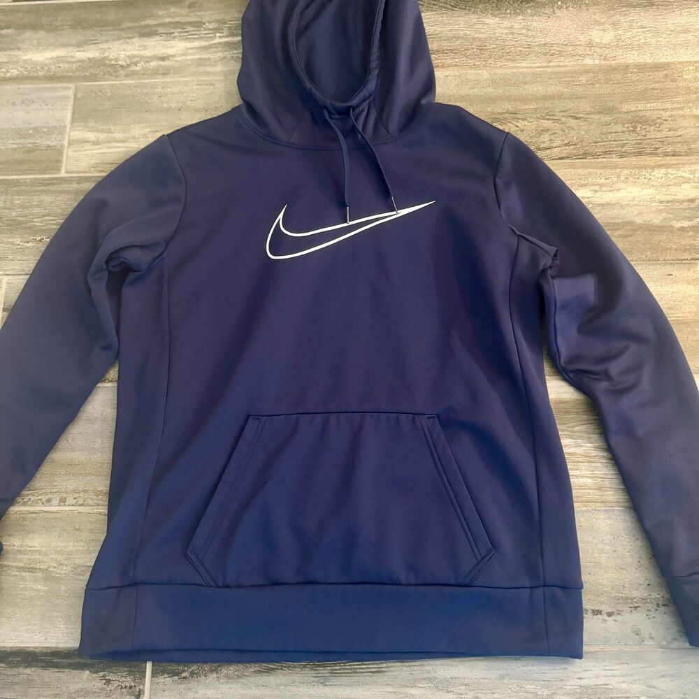 Nike Dark Blue Just Do It Pullover Dri-Fit Hood with front Pocket Size M Unisex
